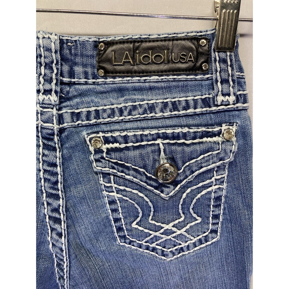 LA Idol USA Jeans Rhinestone size 7 W30/L30 Made In USA California